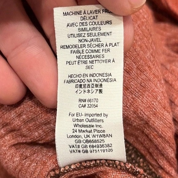 Free People Distressed Ribbed Knit Dolman Sleeve Tunic Top Size Large Orange‎ - Picture 6 of 11